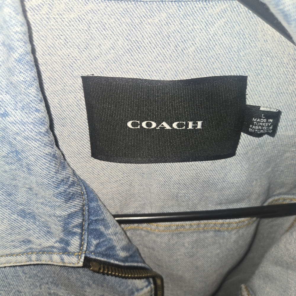 LIKE NEW AUTHENTIC COACH Denim Crop Jacket In Organic Cotton - Picture 8 of 10